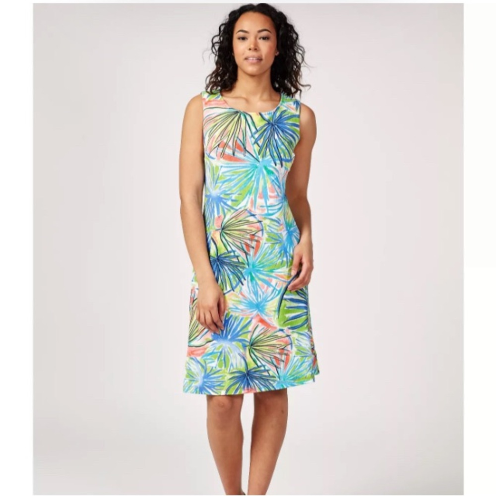 Ronni Nicole Vibrant Leaf Print Sleeveless Shift Dress Size 16